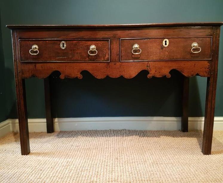 Small George II Oak Two Drawer Dresser - Image 1