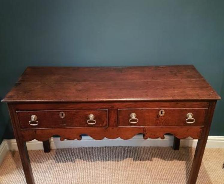 Small George II Oak Two Drawer Dresser - Image 2