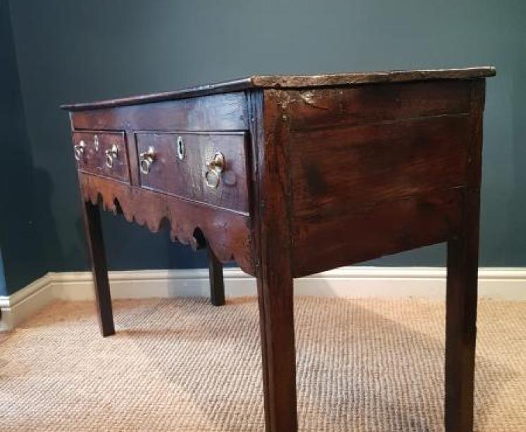 Small George II Oak Two Drawer Dresser - Image 3