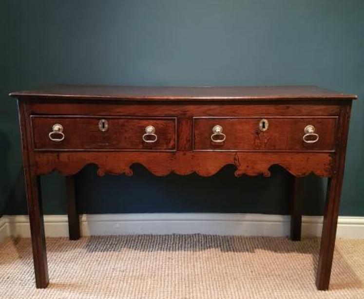 Small George II Oak Two Drawer Dresser - Image 7
