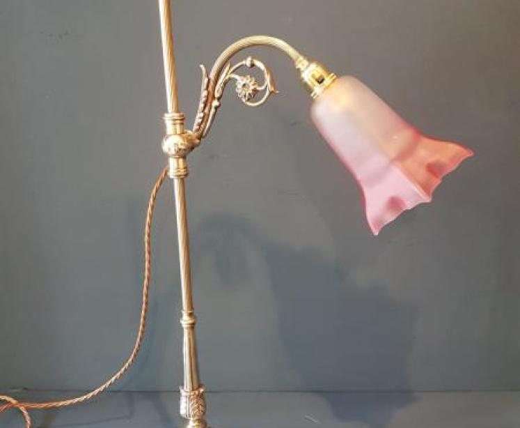 Edwardian Brass Rise and Fall Table Lamp  - Image 1