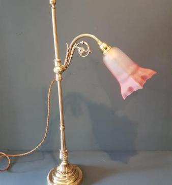 Edwardian Brass Rise and Fall Table Lamp 