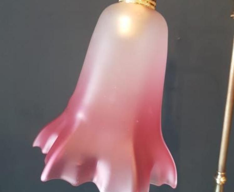 Edwardian Brass Rise and Fall Table Lamp  - Image 3