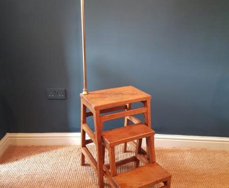 Superb Late Victorian Oak Library Steps - Image 1
