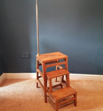 Superb Late Victorian Oak Library Steps