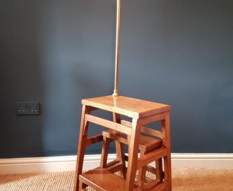 Superb Late Victorian Oak Library Steps - Image 4