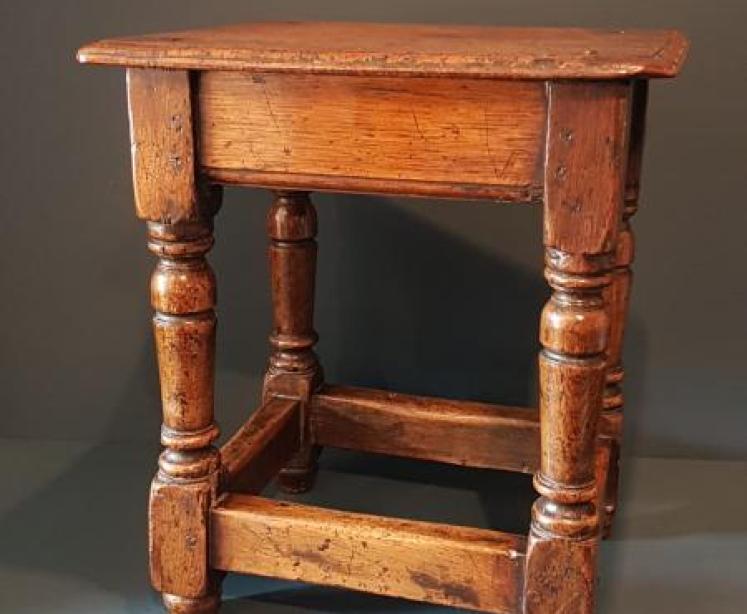 George II Style Oak Joint Stool  - Image 1