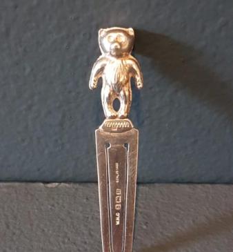 Solid Silver Teddy Bear Bookmark 