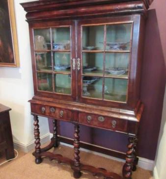 Fine William & Mary Period Walnut Cabinet on Stand