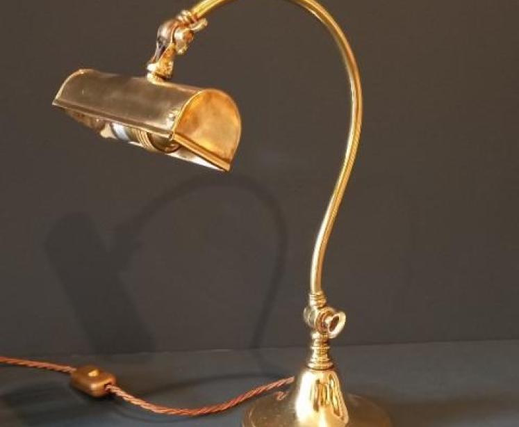 Edwardian Period Brass Adjustable Desk Lamp - Image 1