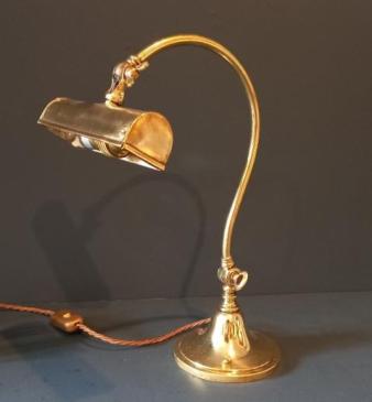 Edwardian Period Brass Adjustable Desk Lamp