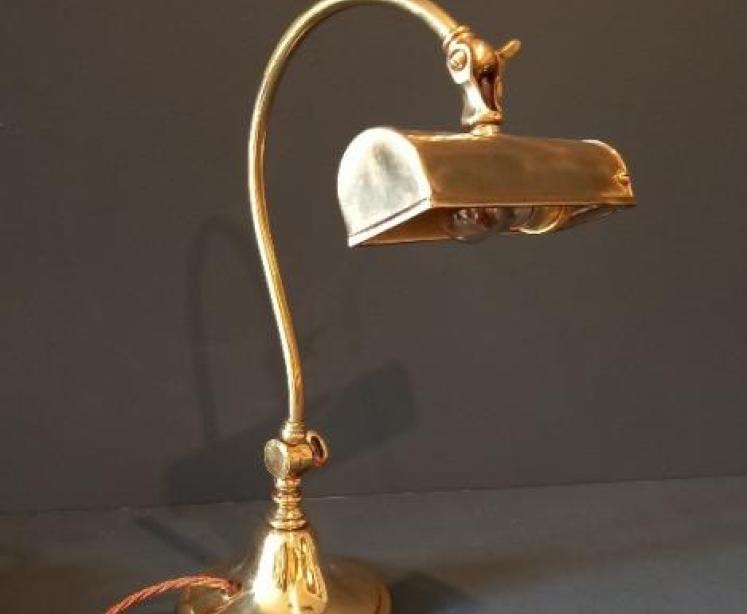 Edwardian Period Brass Adjustable Desk Lamp - Image 2