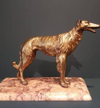 Late Victorian Gilt Brass Model of a Saluki