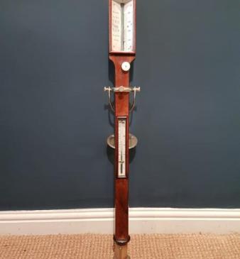Victorian Mahogany Marine Stick Barometer and Gimble