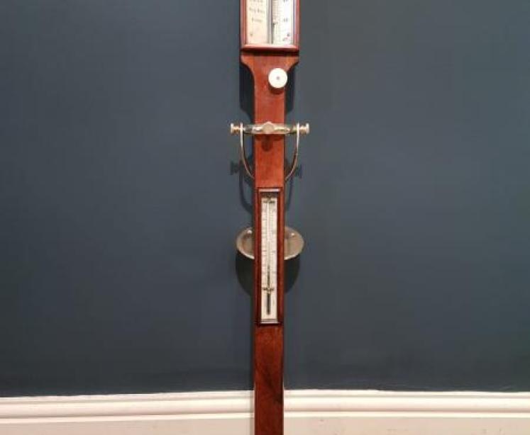 Victorian Mahogany Marine Stick Barometer and Gimble - Image 1