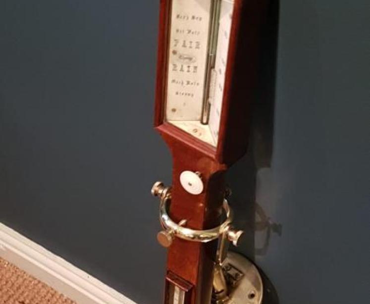 Victorian Mahogany Marine Stick Barometer and Gimble - Image 2
