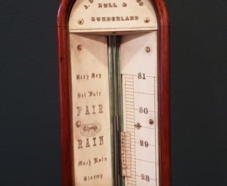 Victorian Mahogany Marine Stick Barometer and Gimble - Image 5