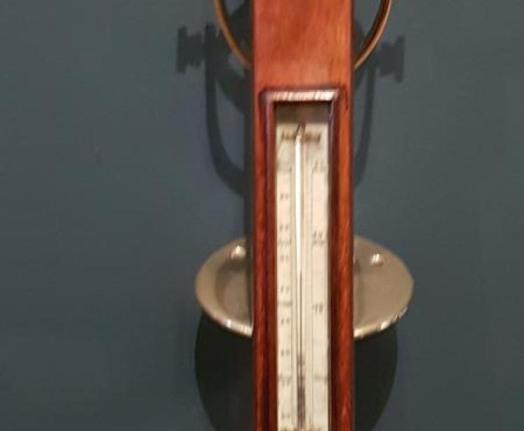 Victorian Mahogany Marine Stick Barometer and Gimble - Image 6