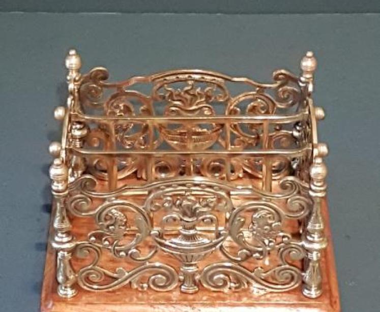 Victorian Brass and Oak Letter Rack - Image 4