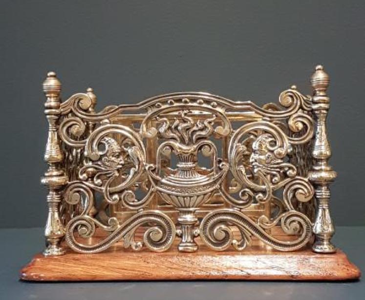 Victorian Brass and Oak Letter Rack - Image 6
