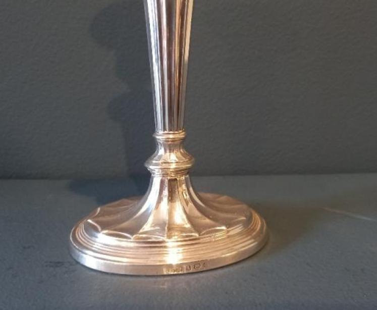 Pair of Edwardian Silver Classical Style Candlesticks - Image 4