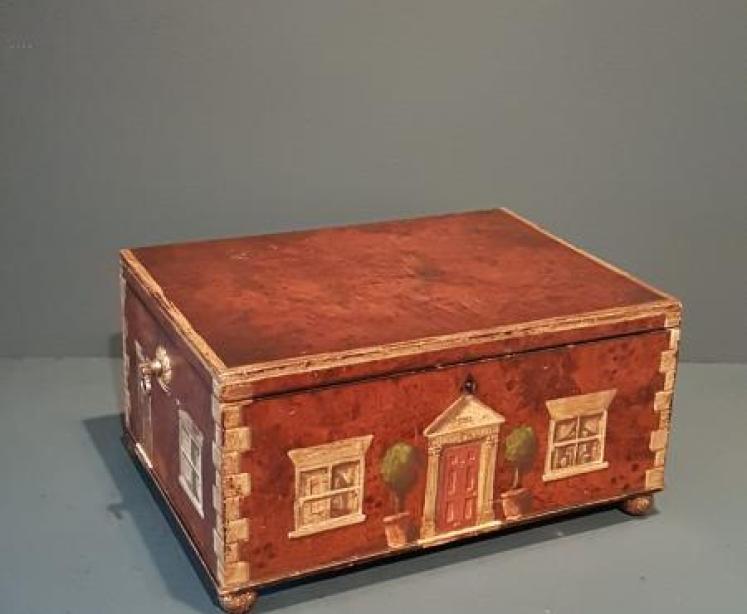 Superb Victorian Painted Country House Jewellery Box - Image 1