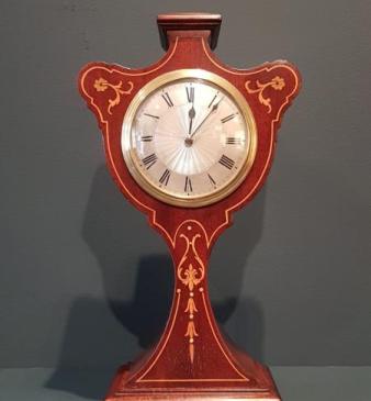 Fine Quality Inlaid Silvered Dial Edwardian Mantel Clock