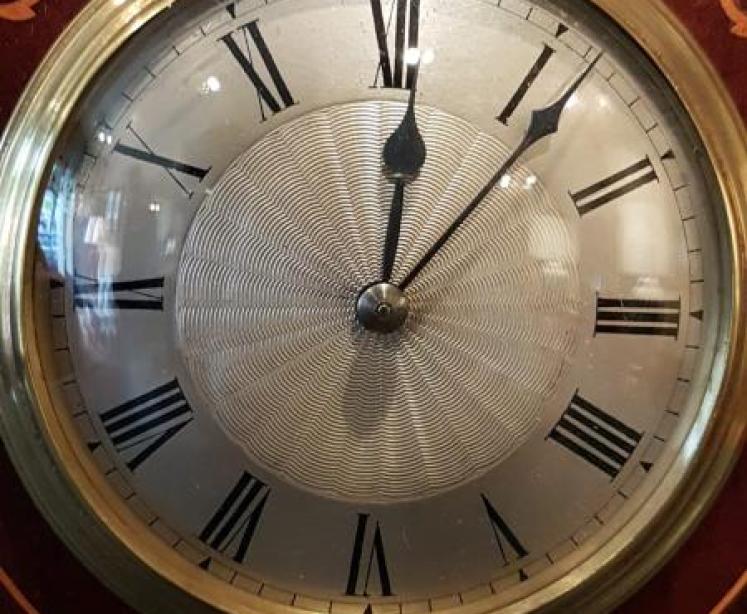 Fine Quality Inlaid Silvered Dial Edwardian Mantel Clock - Image 5