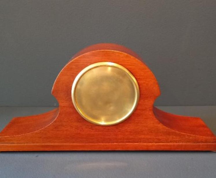 Edwardian Period Inlaid Napoleon Hat Mantel Clock - Image 4