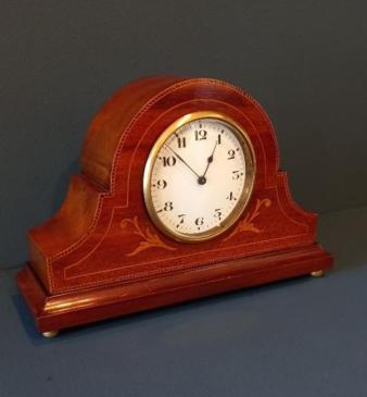 Edwardian Period Inlaid Arched Top Mantel Clock