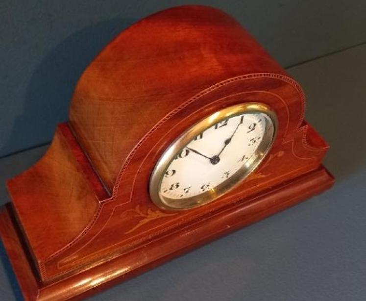 Edwardian Period Inlaid Arched Top Mantel Clock - Image 2