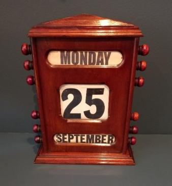 Large Victorian Walnut Desk Calendar