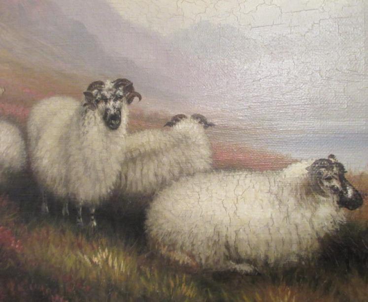 Mid Victorian Oil on Canvas of Sheep in Landscape - Image 3