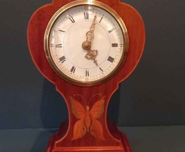 Edwardian Period Butterfly Inlaid Mantel Clock - Image 1
