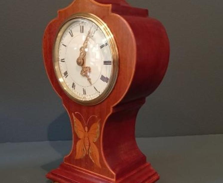 Edwardian Period Butterfly Inlaid Mantel Clock - Image 7