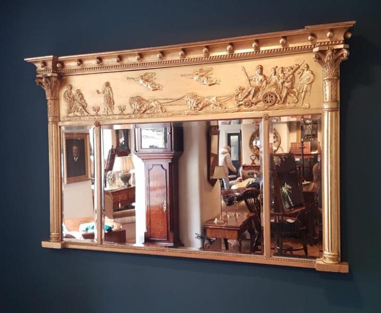 Superb Early Victorian Timber Gilt Over Mantel Mirror  - Image 1