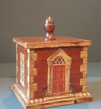 Edwardian Oak Painted Country House Tea Caddy 