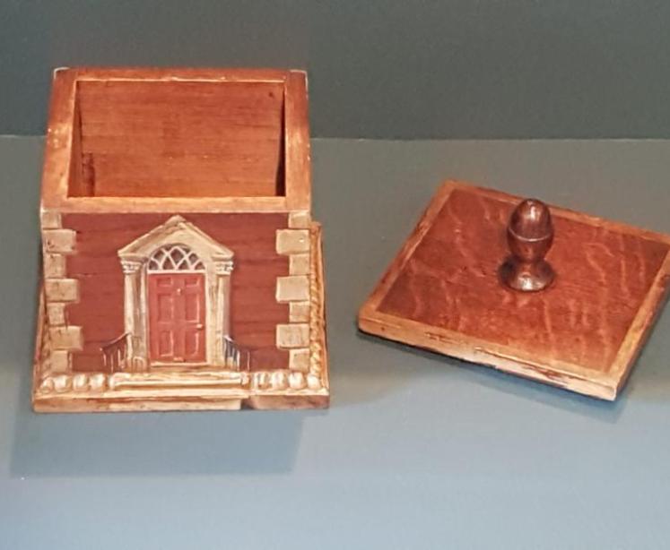 Edwardian Oak Painted Country House Tea Caddy  - Image 2