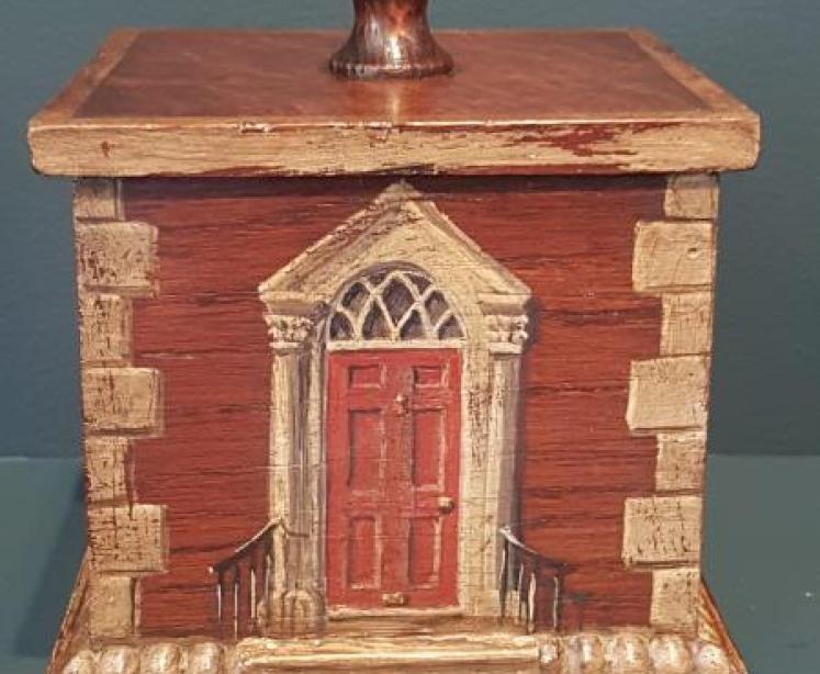 Edwardian Oak Painted Country House Tea Caddy  - Image 3