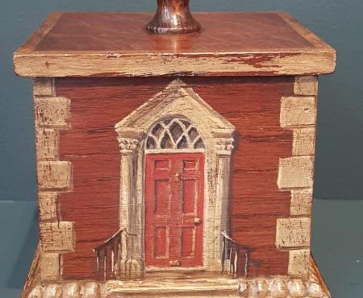 Edwardian Oak Painted Country House Tea Caddy  - Image 7