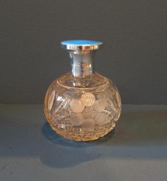 George VI Period Silver & Blue Enamel Scent bottle