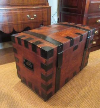 George III Period Oak & Steel Bound Scottish Trunk
