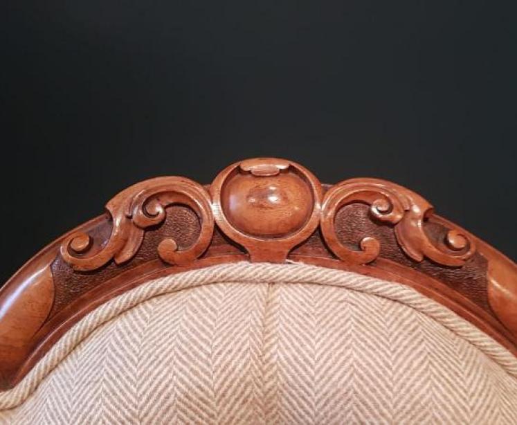 Matching Pair of Victorian Walnut Occasional Chairs - Image 5