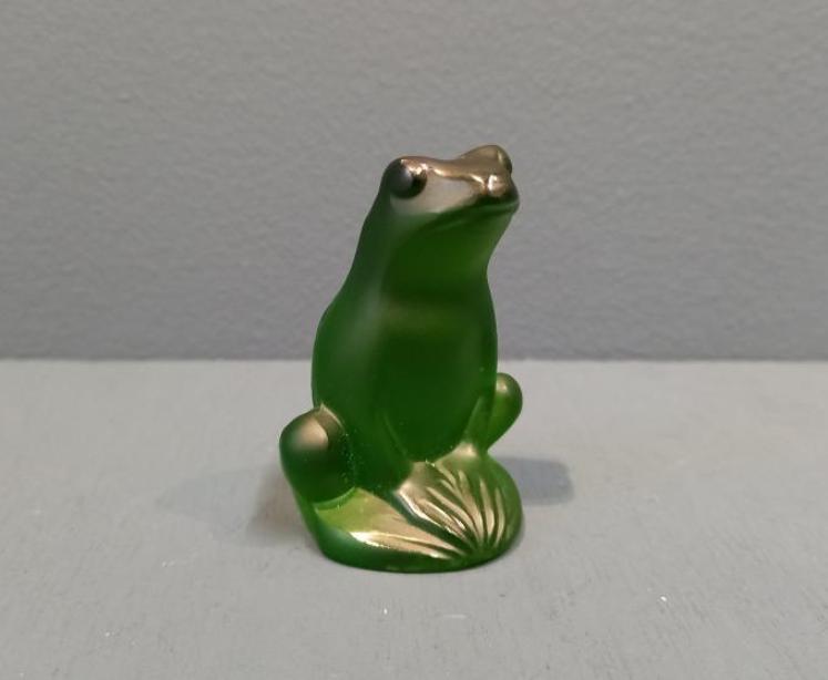 Lalique Dark Green Opalescent Frog - Image 1