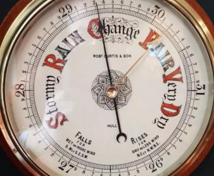 Arts and Crafts Oak Hull Barometer - Image 4