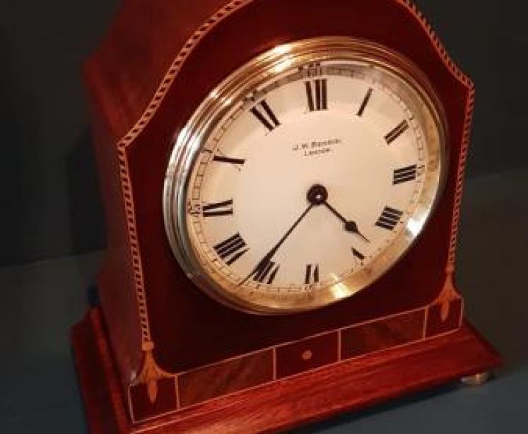 Edwardian Inlaid Mahogany Mantel Clock by Benson - Image 5