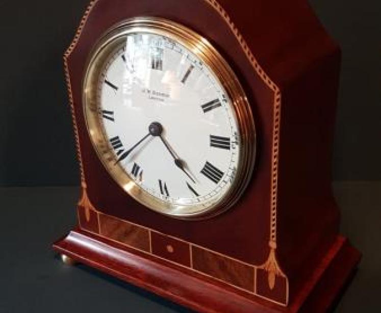 Edwardian Inlaid Mahogany Mantel Clock by Benson - Image 6