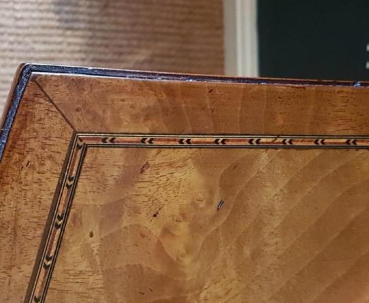 Regency Inlaid Figured Walnut Bow Front Chest - Image 4