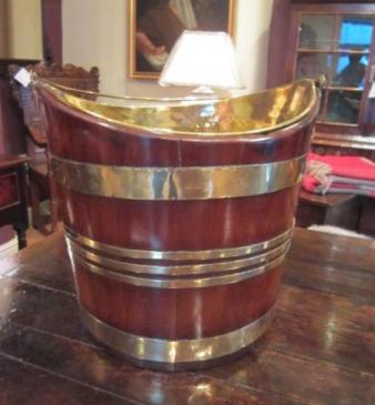Superb George III Period Brass Bound Peat Bucket