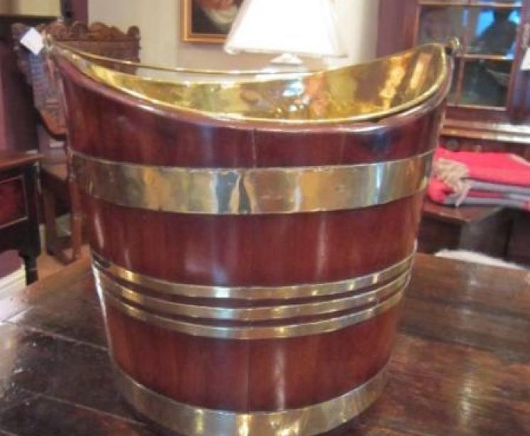 Superb George III Period Brass Bound Peat Bucket - Image 1